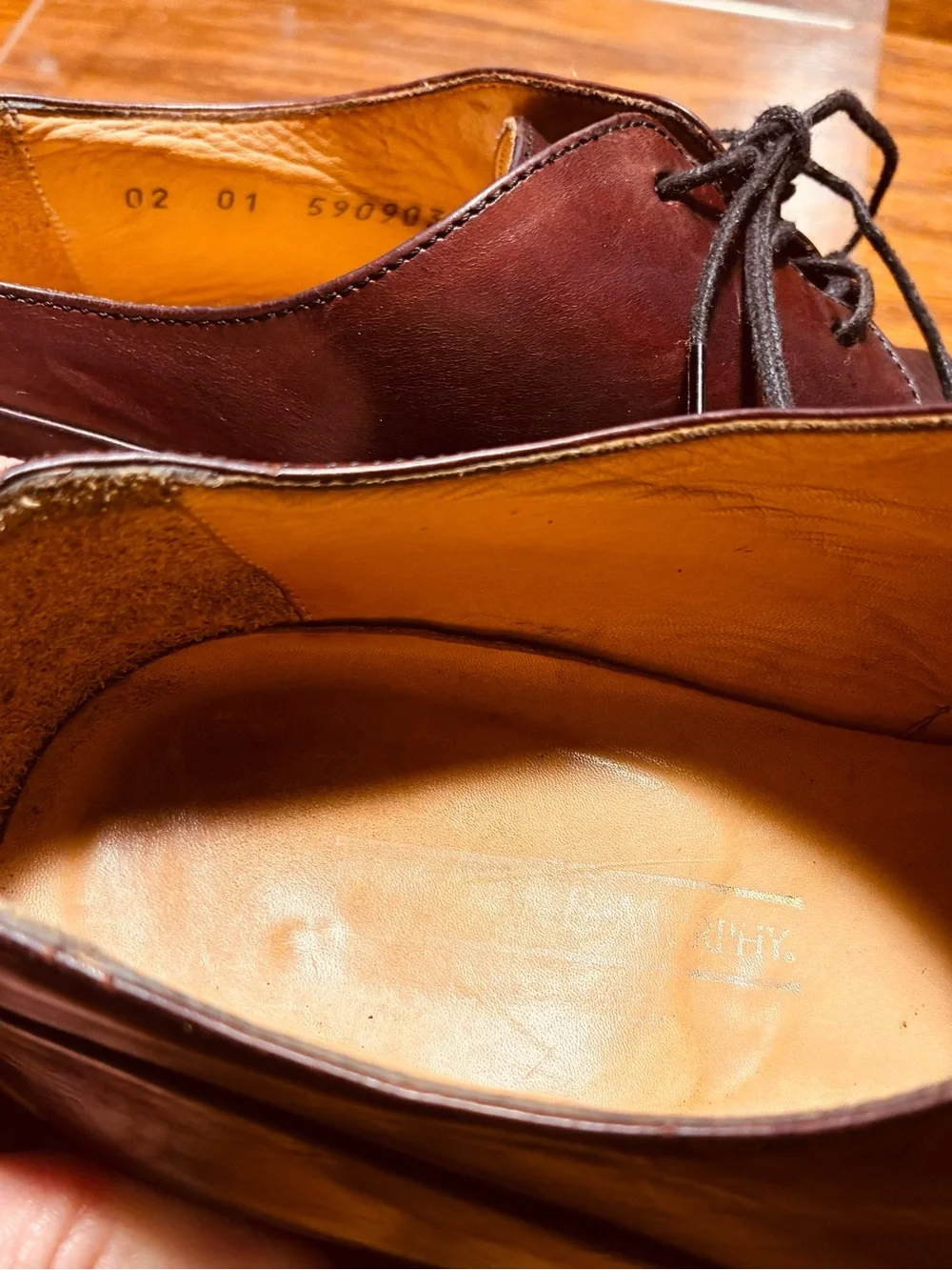 Y2K VTG Johnston & Murphy ITALY MADE Cap Toe Oxford Shoes Burgundy Men’s Size 9